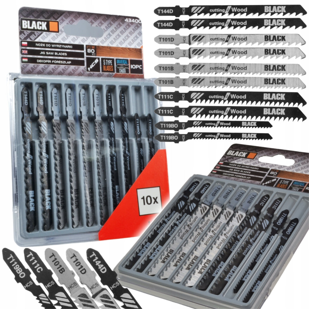 KNIVES JIGSAW BLADES TYPE BOSCH 10 PCS SET BLACK