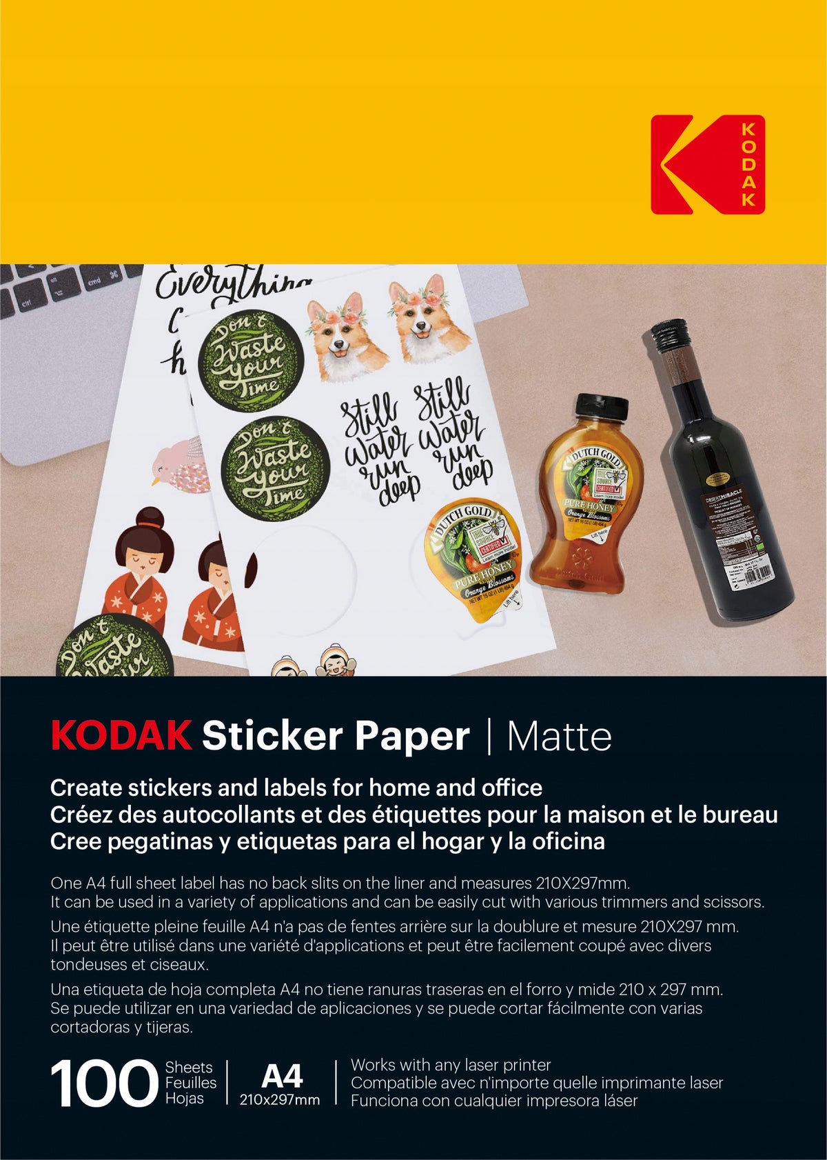 KODAK PAPER A4 SELF-ADHESIVE 210x297 MAT 100pcs