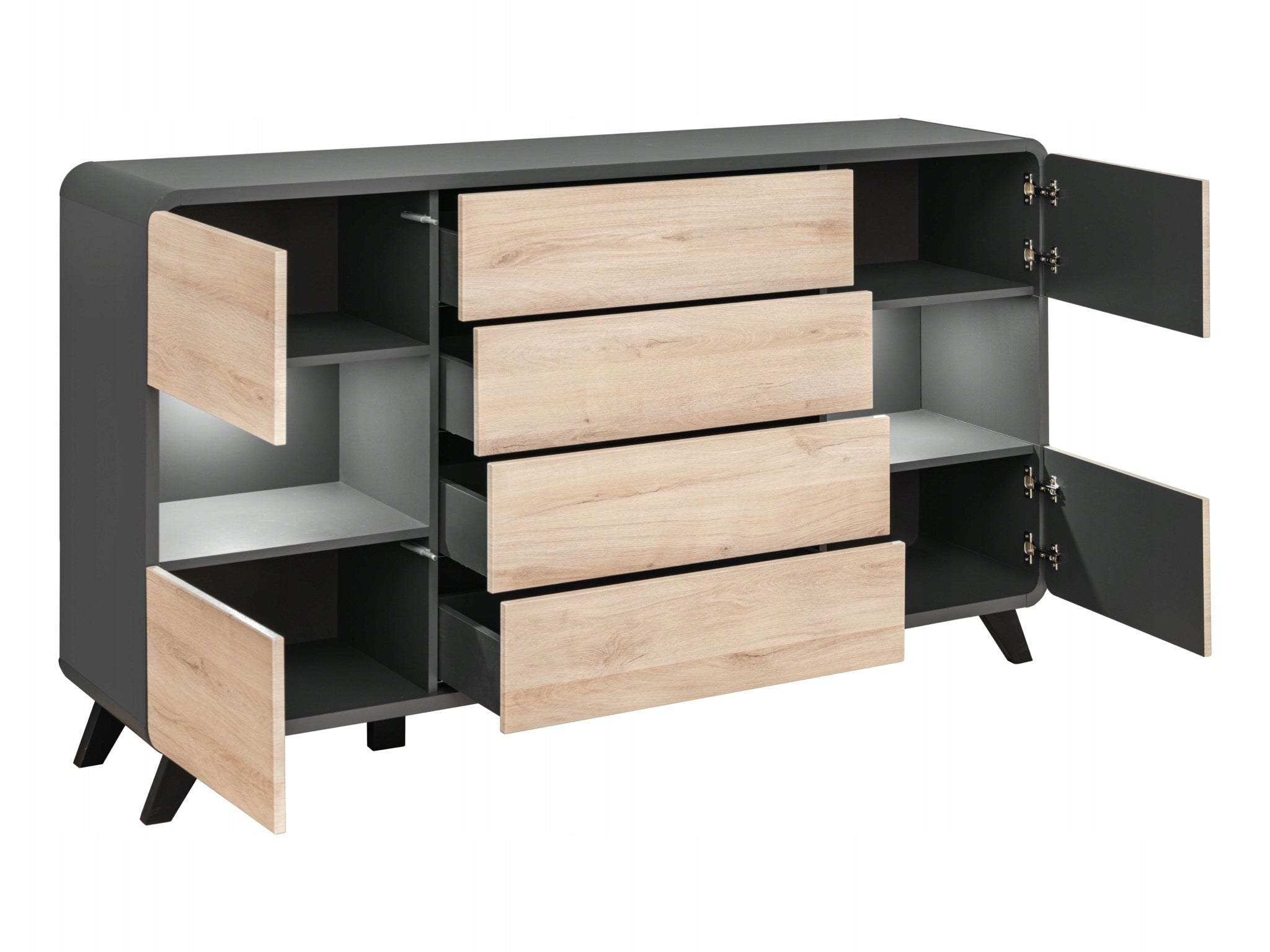 Vitrine ASM Round SB, grau/braun 