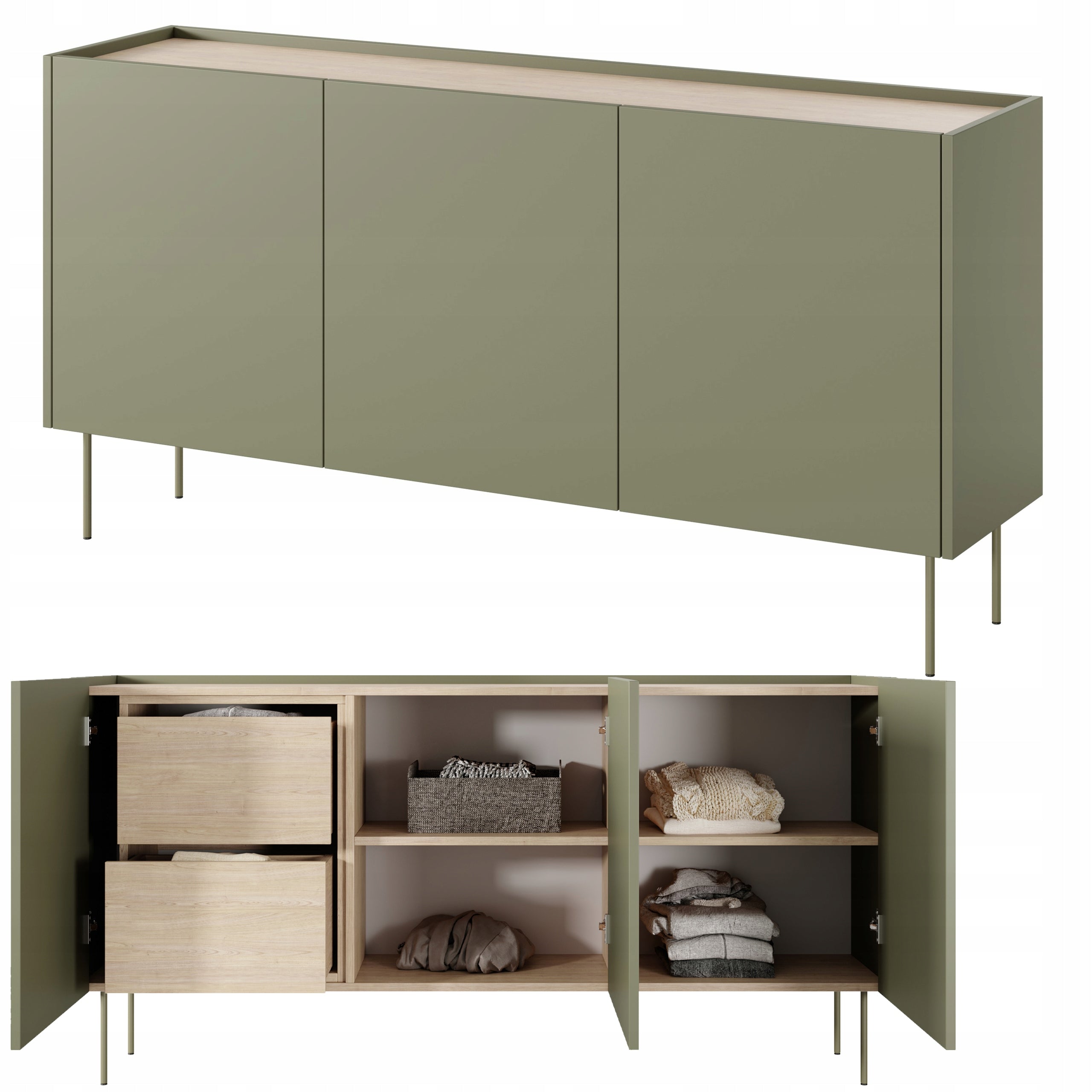 Kommode Bogart Desin 170 3D2SZ, grün 