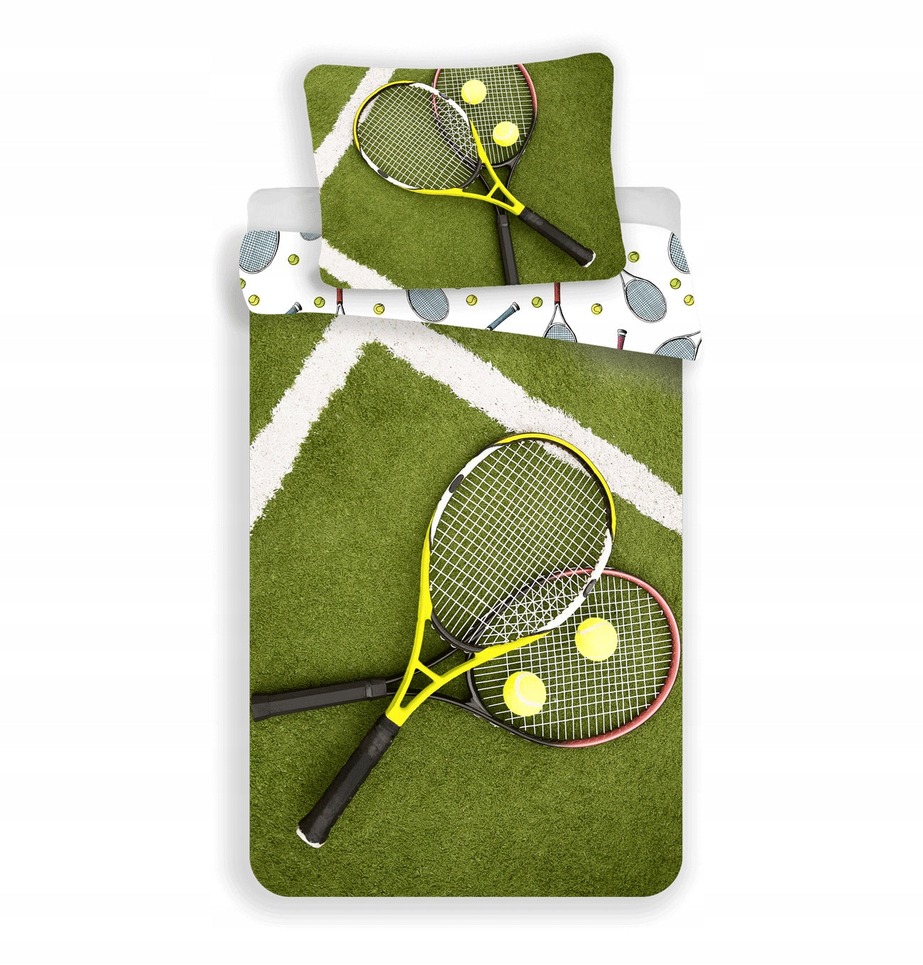 Bettwäscheset Tennis 140 x 200 cm + Kissenbezug 70 x 90 cm 