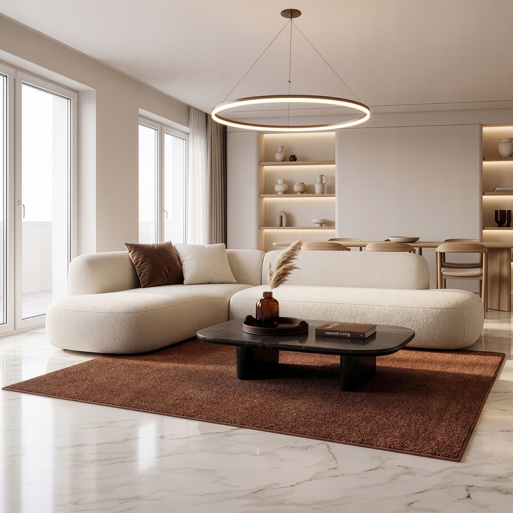 KONSIMO OEDER MODERN CARPET WITH SHORT PILE 160X220 OEDER DARK BROWN