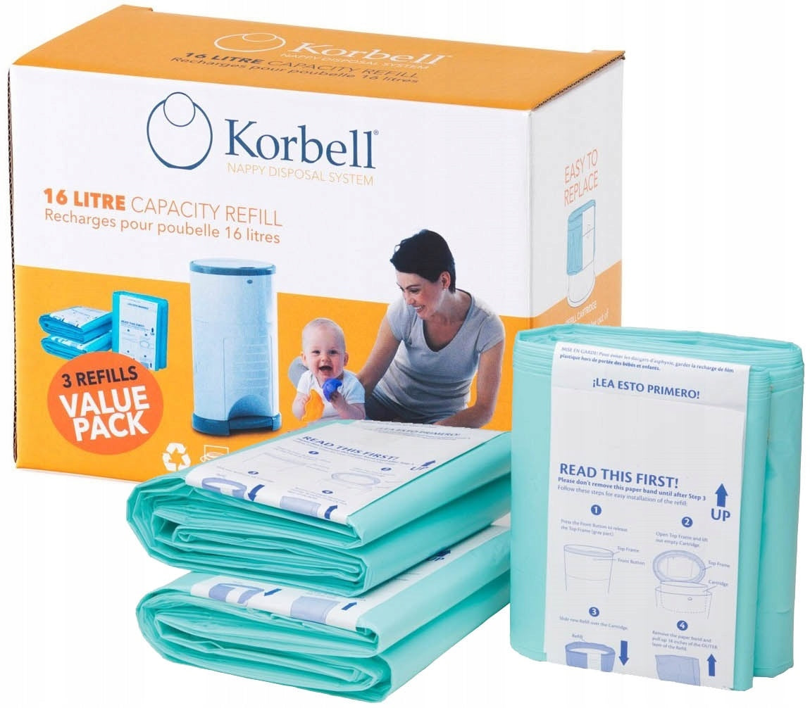 KORBELL BAGS DIAPER REFILLS FOR BASKET 16L 3PACK