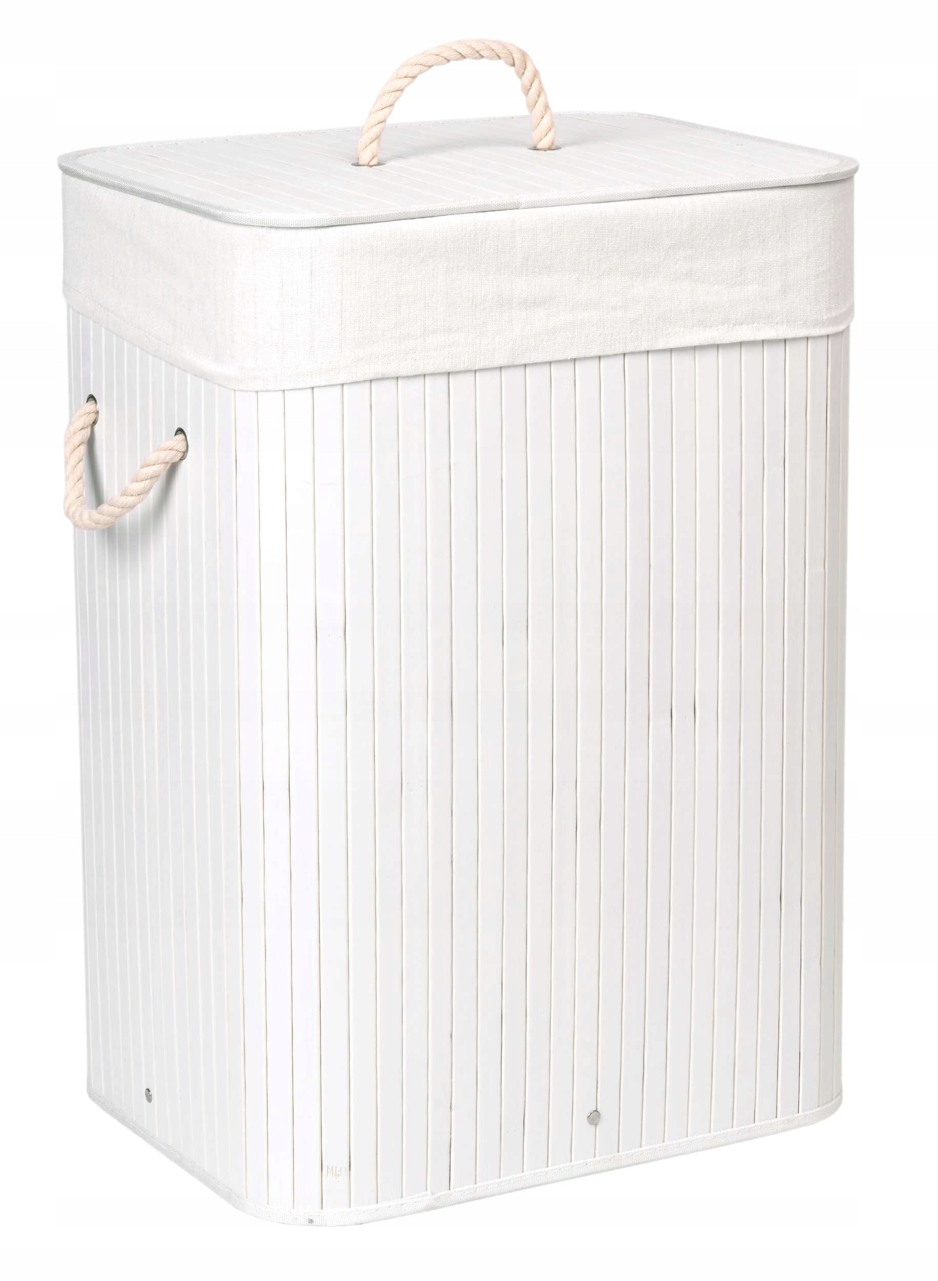 Bambus-Wäschekorb 80 L, weiß 