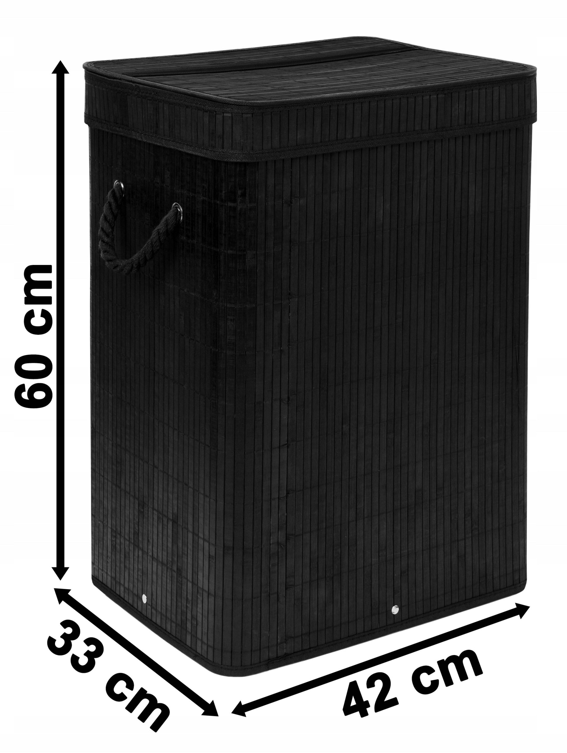 Bambus-Wäschesack mit Deckel Soren 80L schwarz 