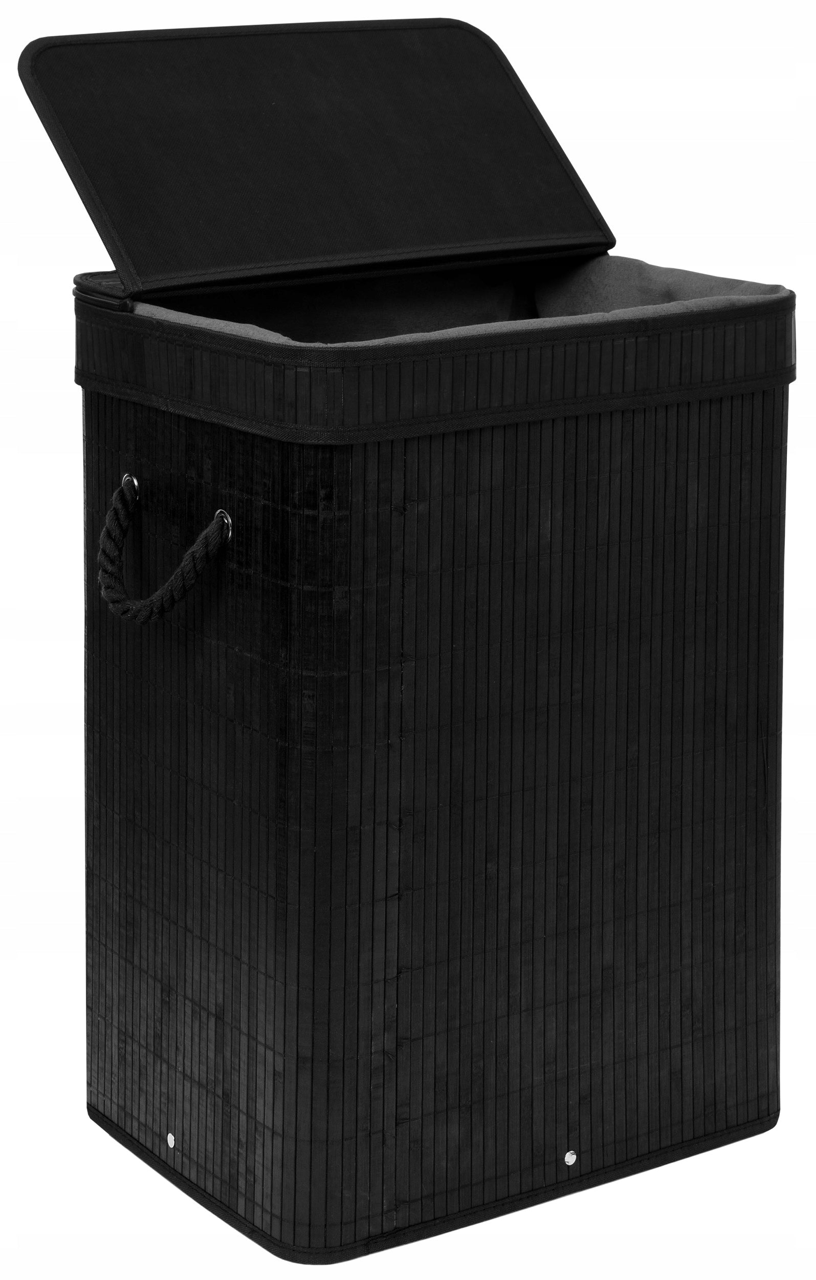Bambus-Wäschesack mit Deckel Soren 80L schwarz 