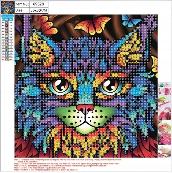 Diamantmosaikset Katze, 30x30 cm 