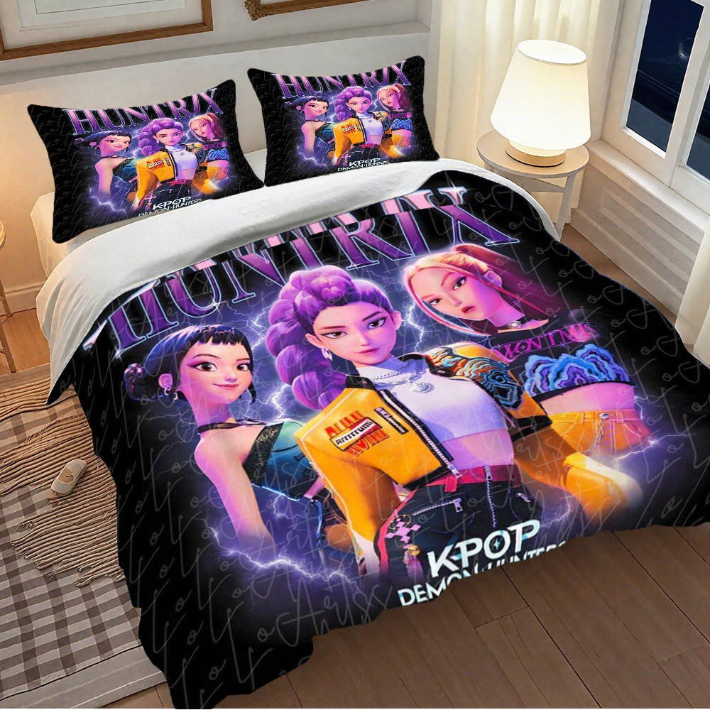 KPop Demon Hunters Duvet Cover Set HUNTRX Design Brand no brand