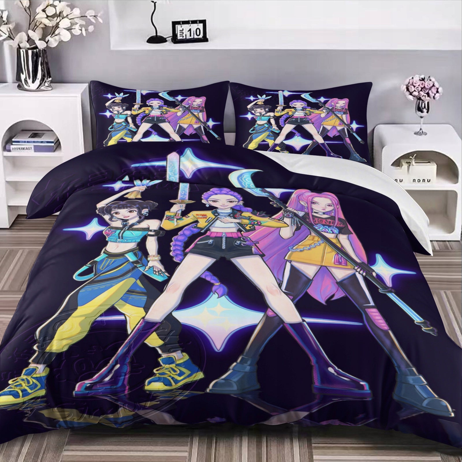 KPop Demon Hunters Duvet Cover Set Huntrix Girls Design 160*200cm Comforter cover width 160 cm