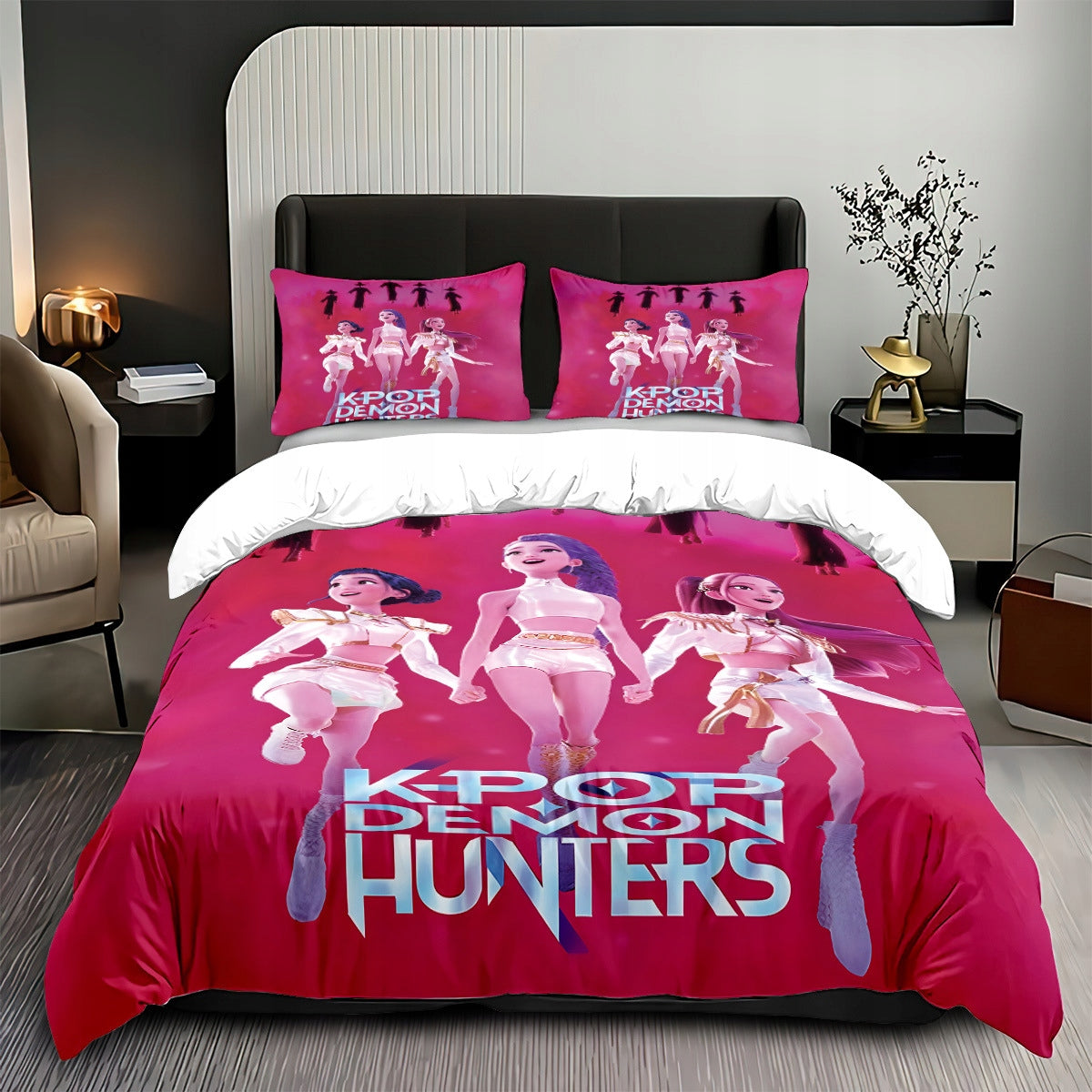 KPop Demon Hunters Duvet Cover Set Huntrix Girls Design 160*200cm Length of comforter cover 200 cm