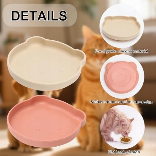 KQDRAVINE SILICONE CAT BOWL FLAT 2 PCS DOG BOWL FOR Brand Ravi