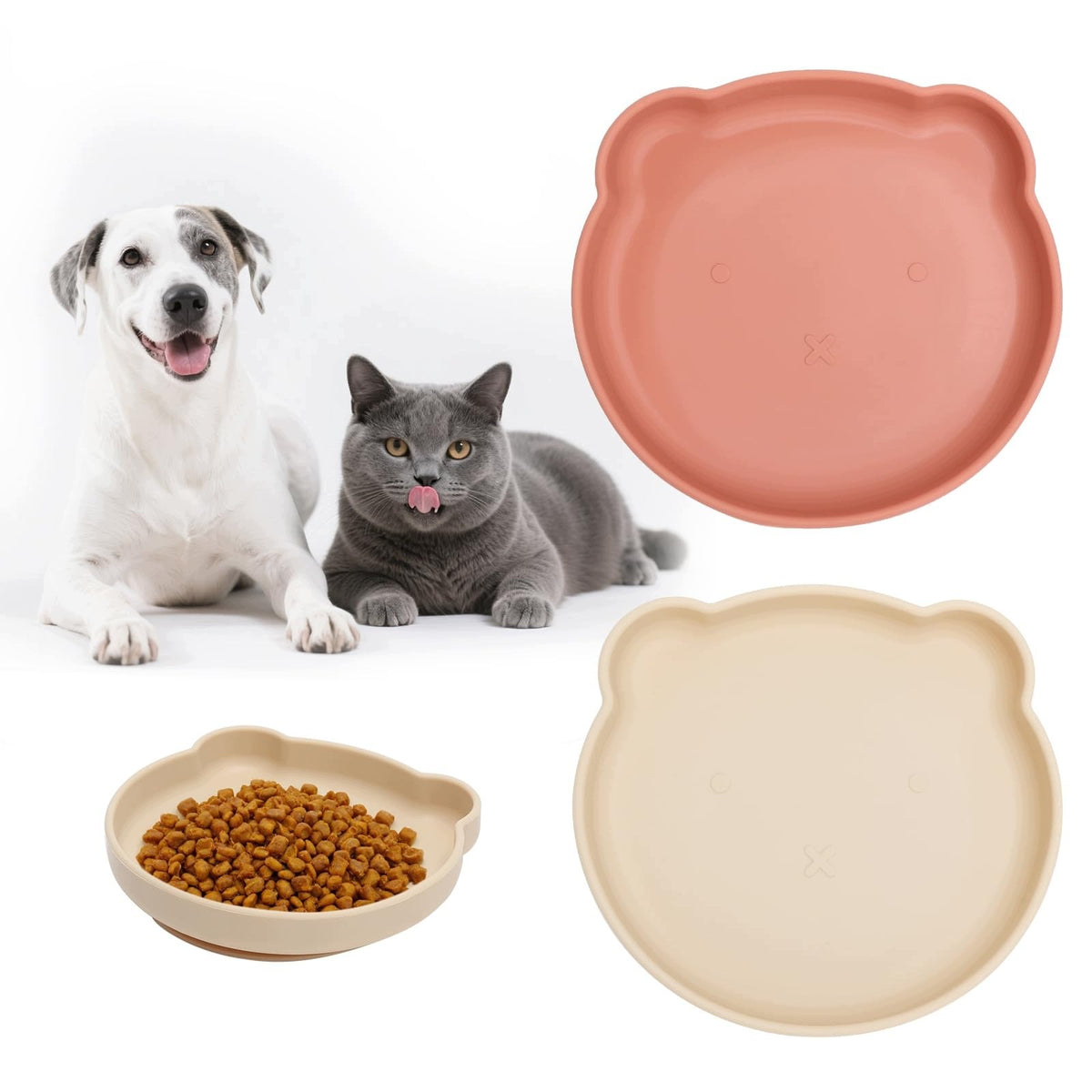 KQDRAVINE SILICONE CAT BOWL FLAT 2 PCS DOG BOWL FOR