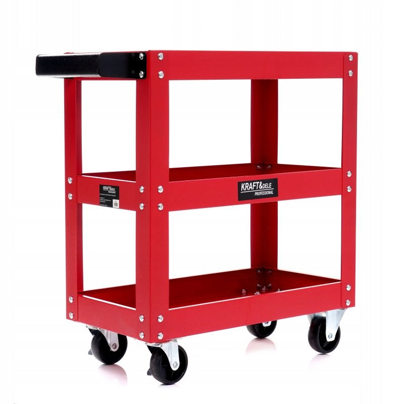 KRAFT WORKSHOP TOOL TROLLEY SERVICE CABINET 3SHELVES ON WHEELS K1065 Color red