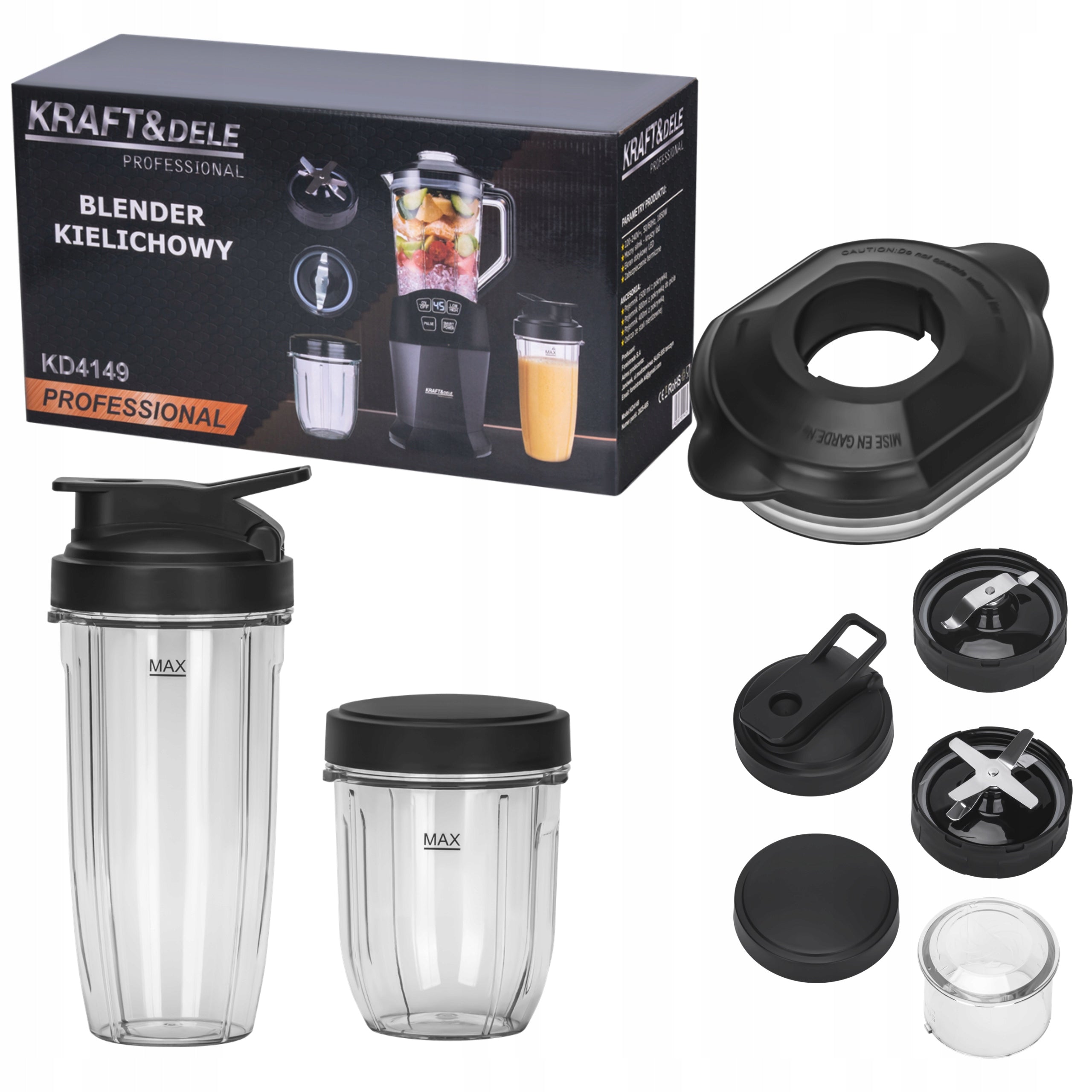 KRAFTDELE CUP BLENDER WITH LID 1500ML + 800ML + 400ML 1850W KD4149 Manufacturer code KD4149