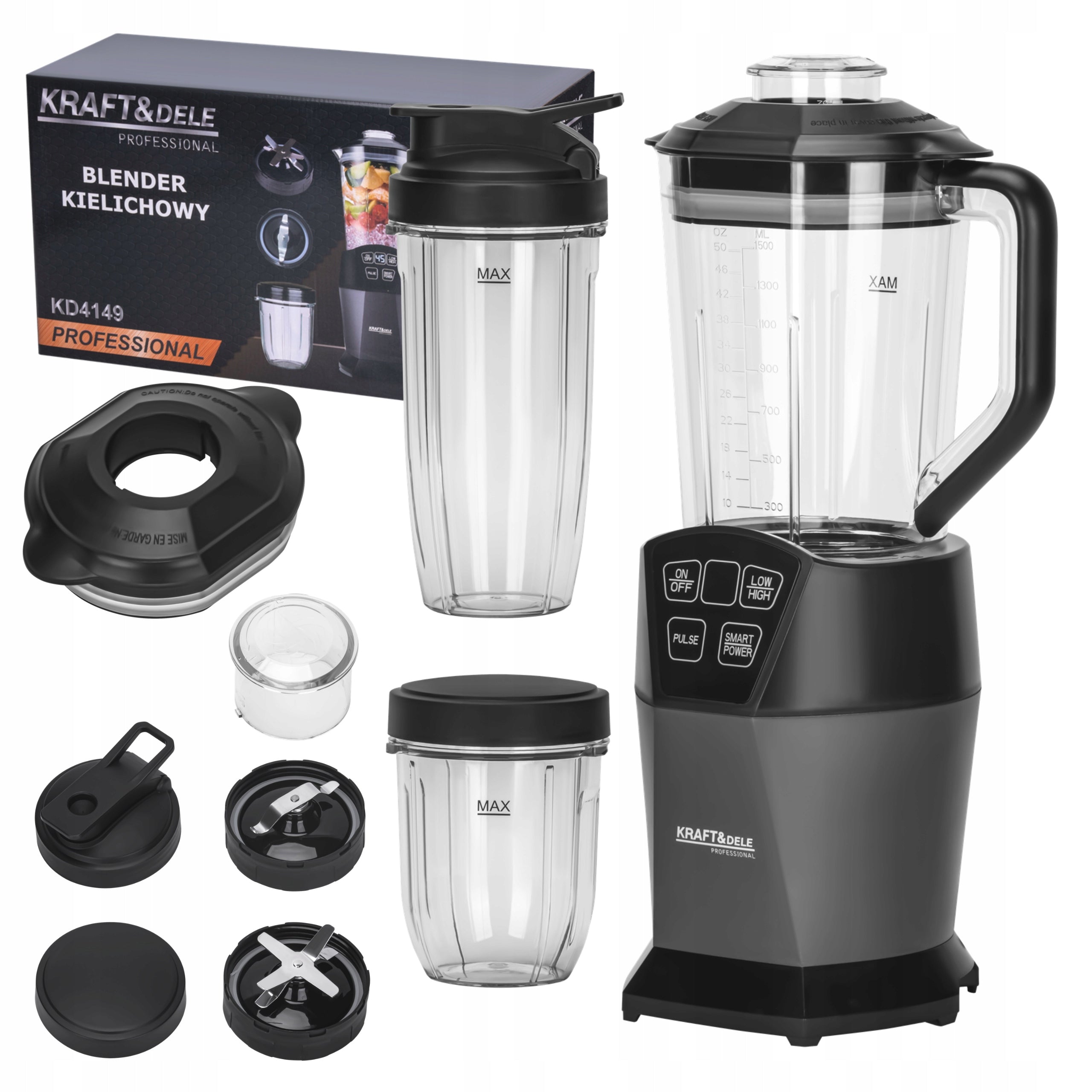 KRAFTDELE CUP BLENDER WITH LID 1500ML + 800ML + 400ML 1850W KD4149