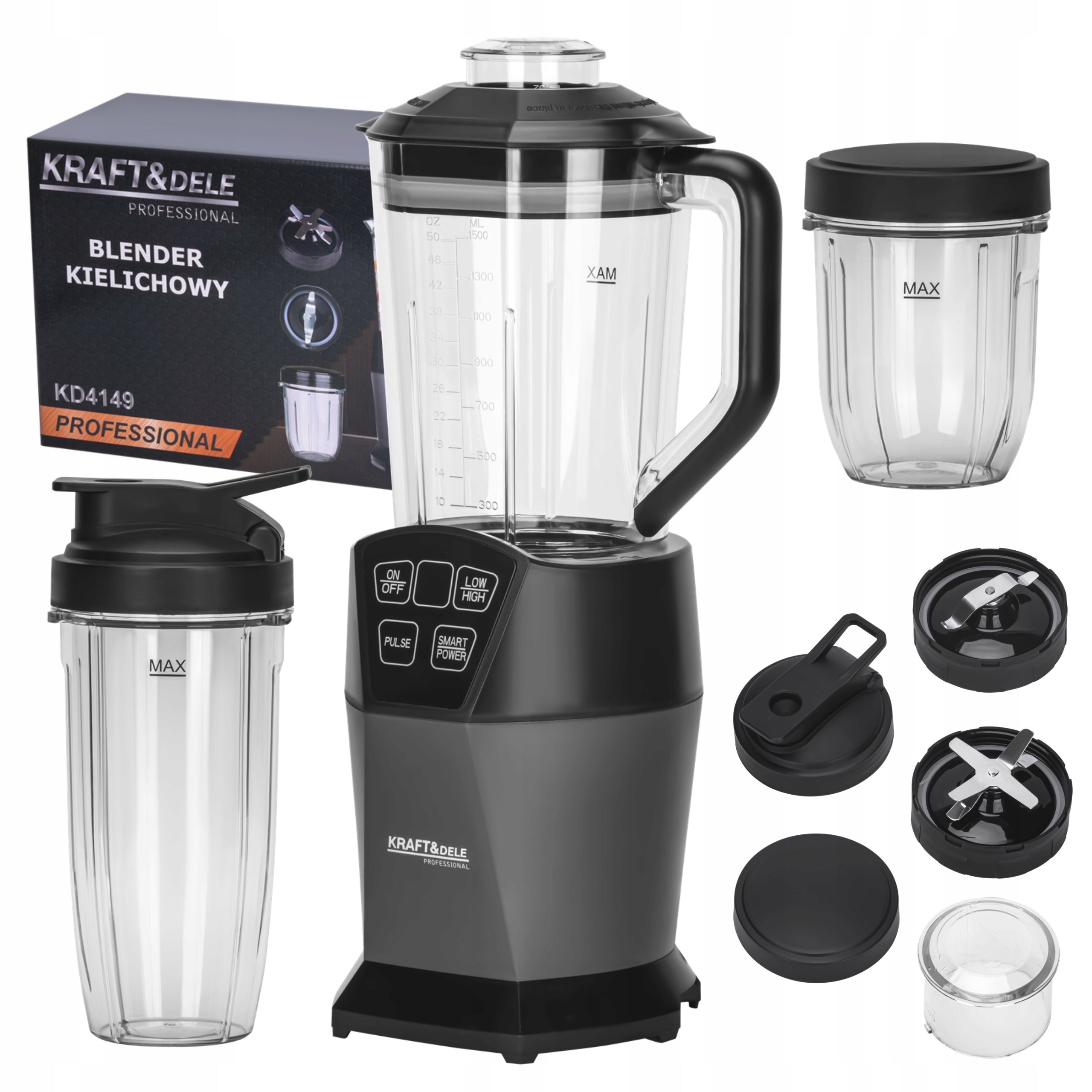 KRAFTDELE CUP BLENDER WITH LID 1500ML + 800ML + 400ML 1850W KD4149