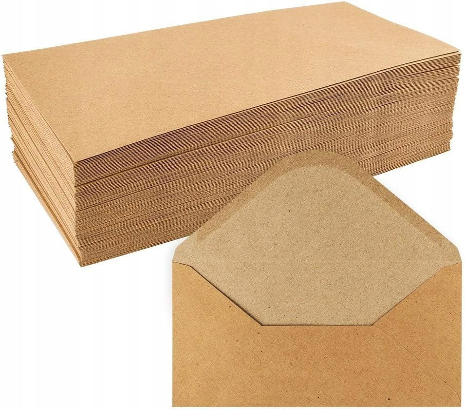 KRAFTPAPER ENVELOPES 110G DIN LONG 11X22 CM PACK OF 100