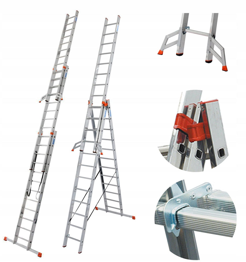 Krause Tribilo Universal-Ausziehleiter, 3-teilig, 12 Stufen 