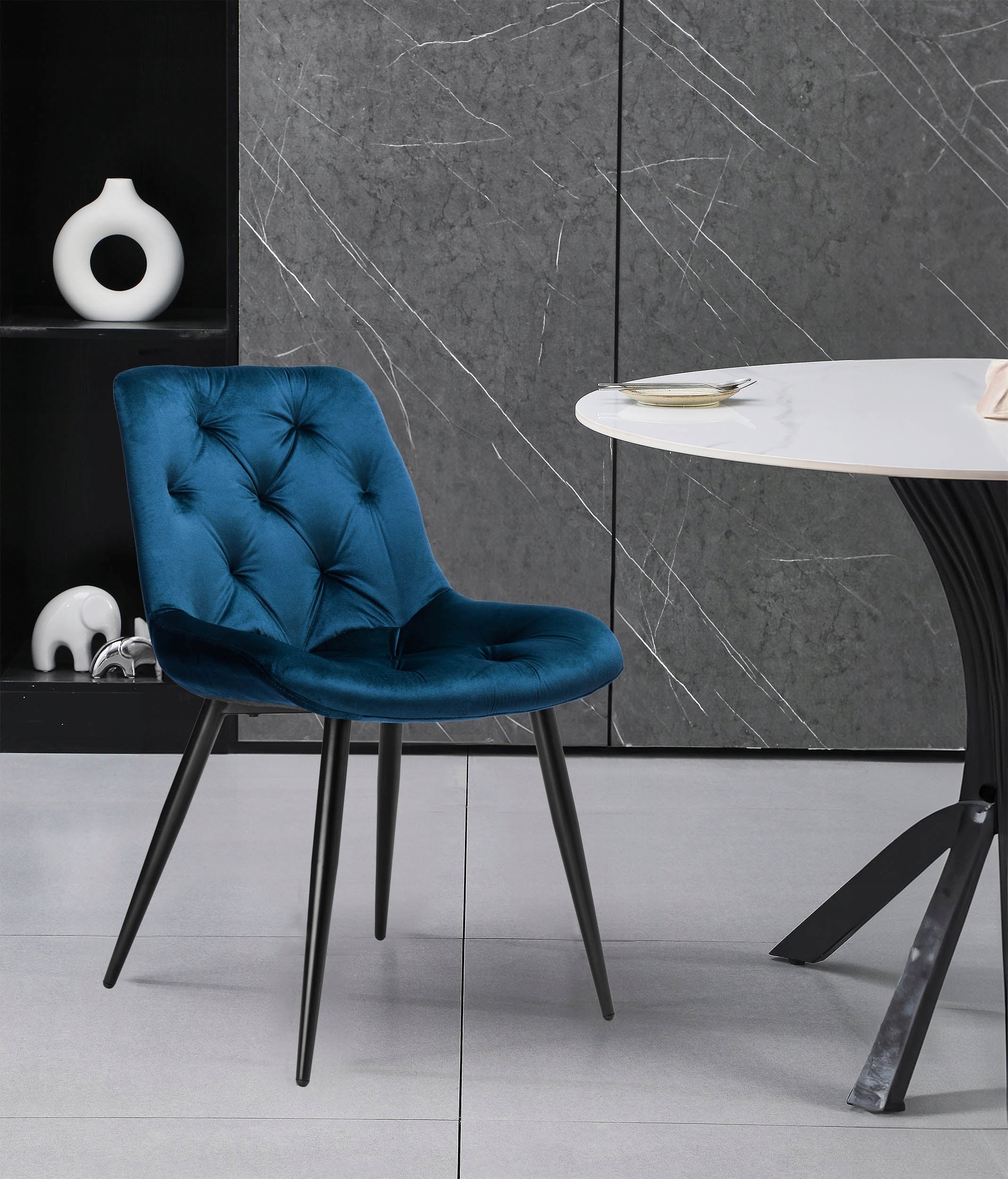Stuhl Eliot Velvet, blau 