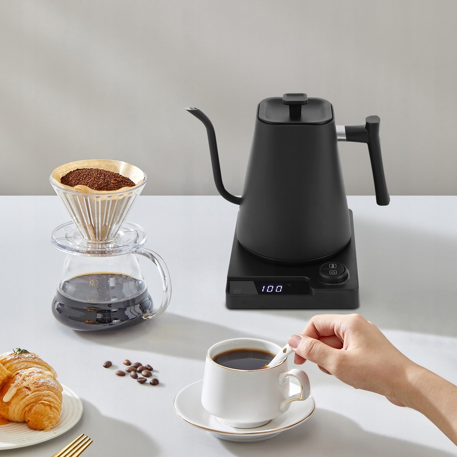 KT10pro ELECTRIC KETTLE WITH LED DISPLAY SCREEN, 1L 1200W BLACK , 40-100°C Manufacturer code EMACZA47288
