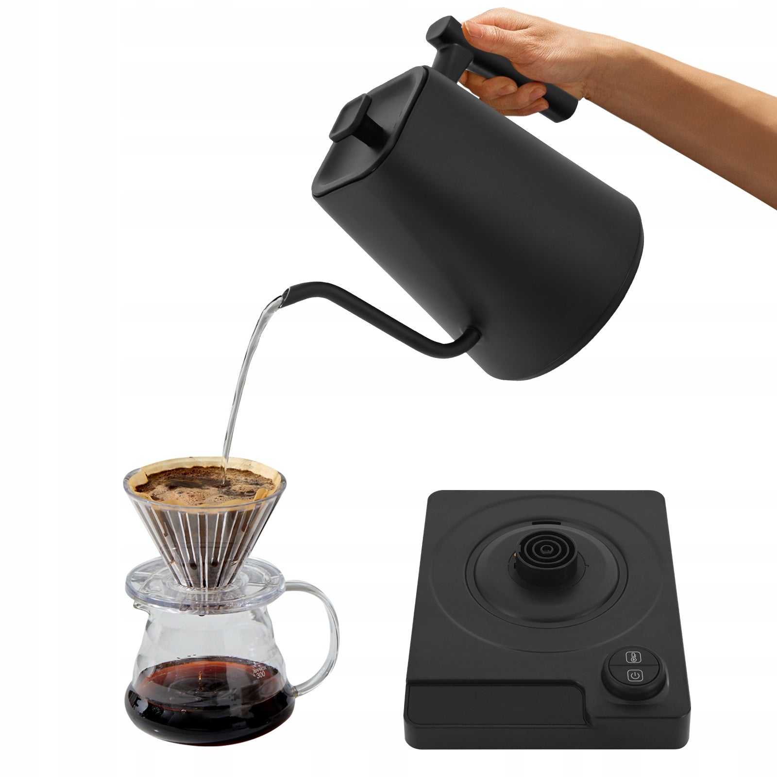 KT10pro ELECTRIC KETTLE WITH LED DISPLAY SCREEN, 1L 1200W BLACK , 40-100°C