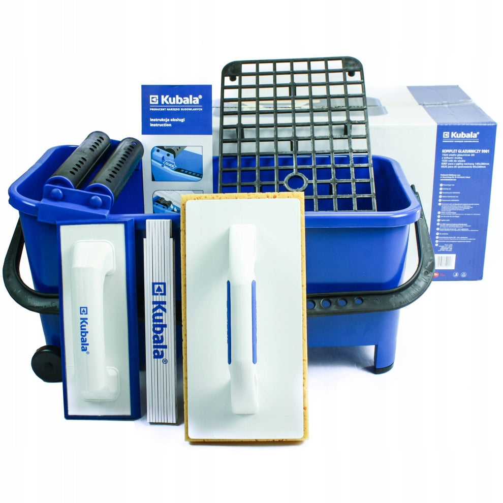 KUBALA GROUTING TILE BUCKET WITH GRID ROLLS AND TROWELS SET "S"