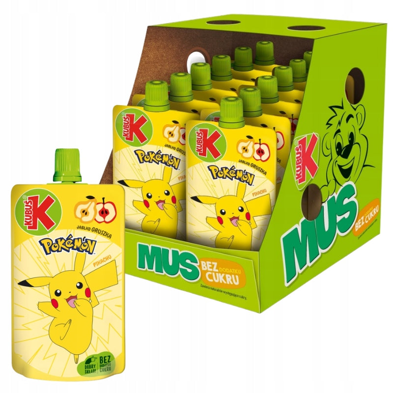 KUBUŚ Pokémon Mousse Apple-Pear Fruit Snack 12 x100 g