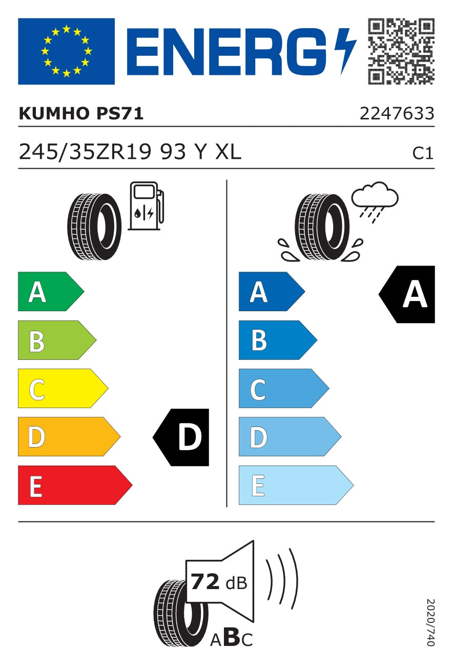 KUMHO 245/35 R19 ECSTA PS71 [93] Y XL FR DOT2021 Season summer