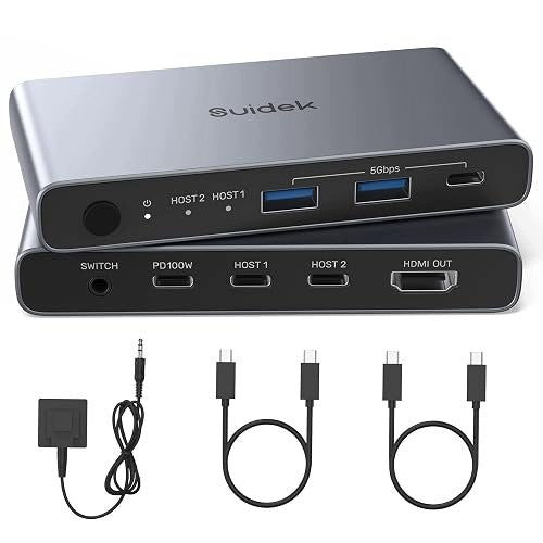 KVM USB C SWITCH 2 COMPUTERS 1 ALUMINUM MONITOR FOR LAPTOPS Manufacturer no brand