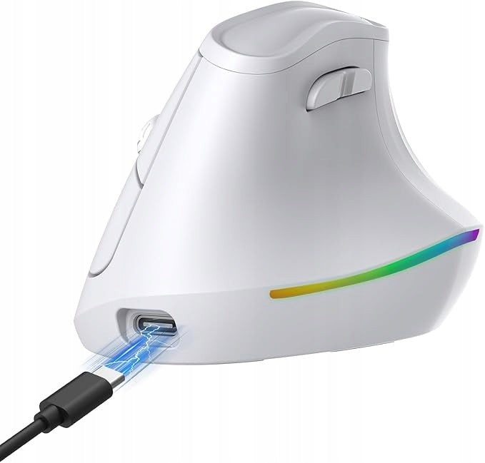 KYSONA Ergonomic Vertical Wireless Mouse, 57° Tilt Angle,White