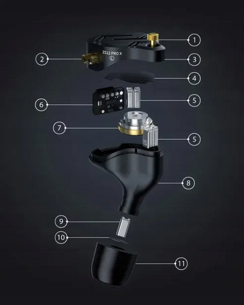 KZ ZS12 PRO X 1DD+5BA HYBRID IN-EAR HEADPHONES + MICROPHONE + TUNNING Manufacturer code Zs12 pro Advise.ly switch