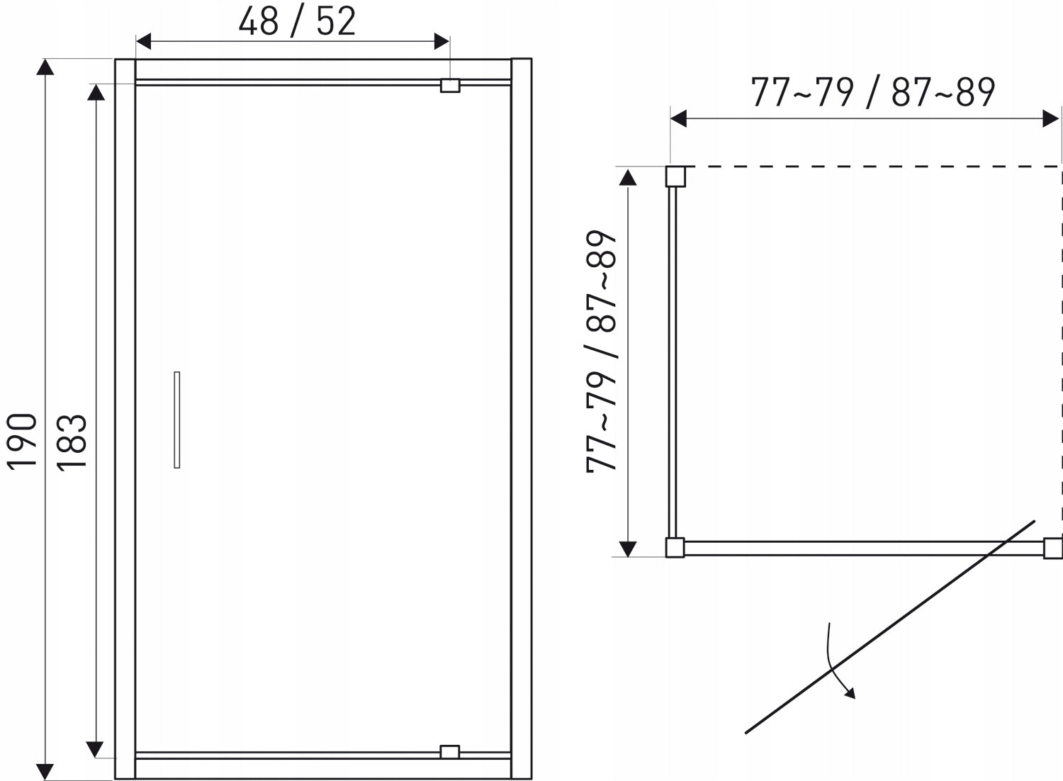 Quadratische Duschkabine Kerra Tomar 90, mit Wanne, 90x90cm 