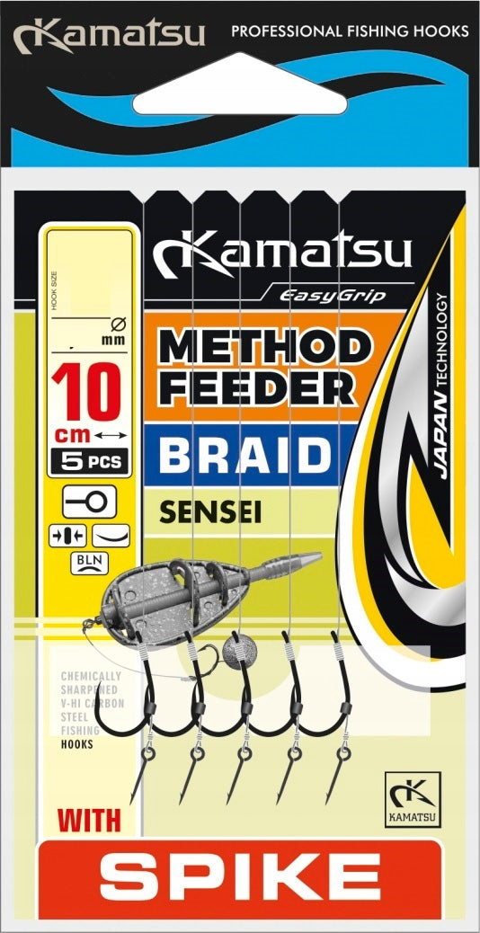 Kamatsu HOOKS Method Feeder SENSEI 12 barbless with NEEDLE leader braid