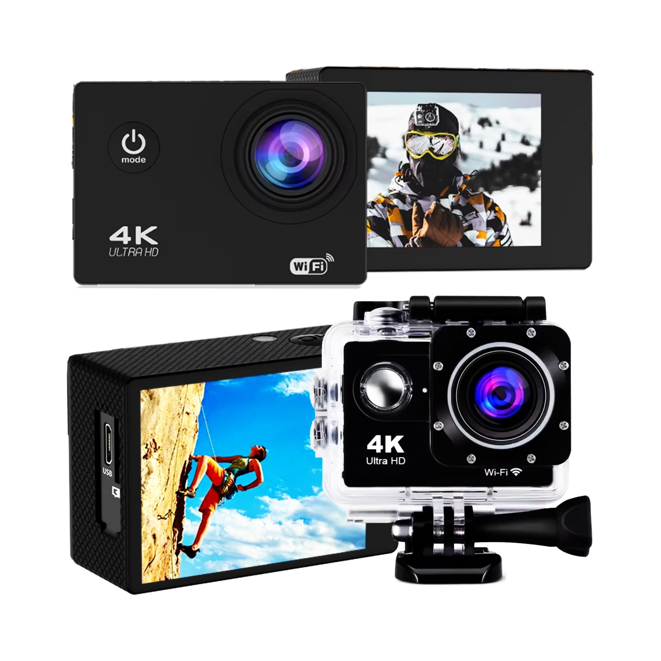 Kamera sports Full HD 4K PRO 2 handles waterproof 30 m set 20IN1