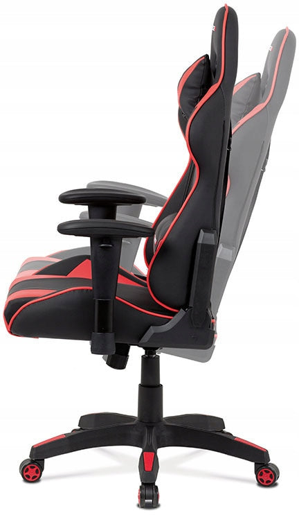 Kancelářská židle houpací mech., černá + červená koženka, plast. kříž KA-F0 Brand Autronic