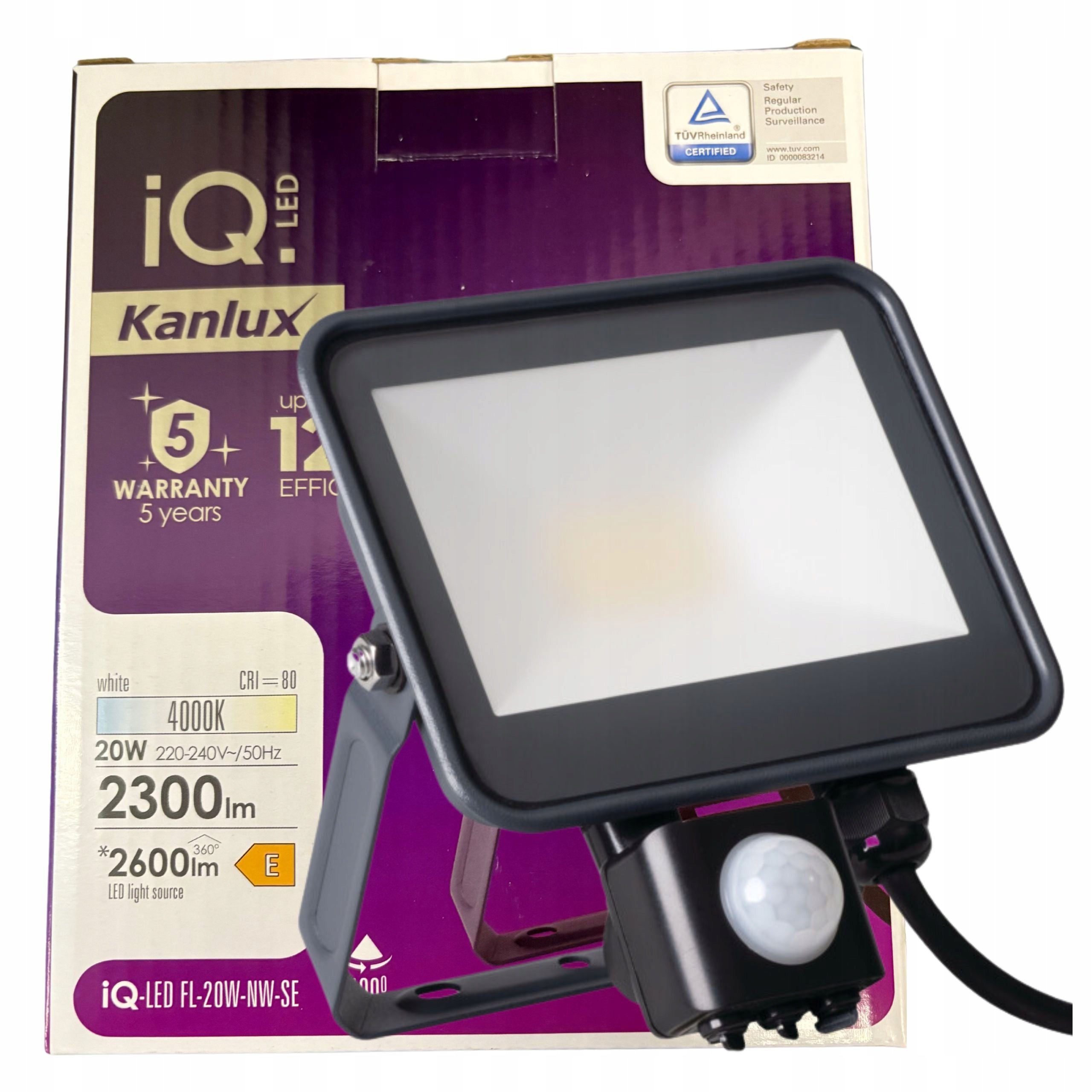 Kanlux IQ-LED FL-20W-NW-SE 20W 2300LM led floodlight with motion sensor