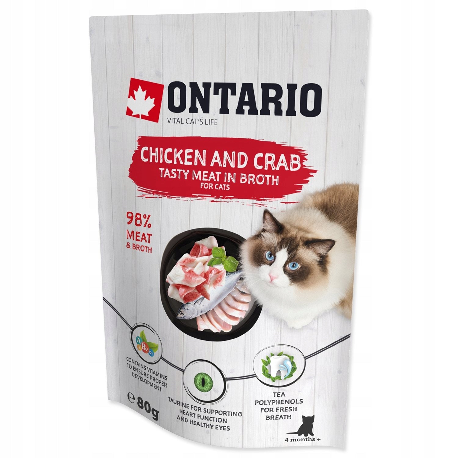 Kapsička Ontario kuře a krab ve vývaru 80g Age of the animal adult cats