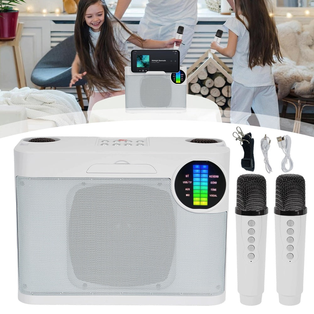 Karaoke 10W Bluetooth Speaker With 2 Microphones And 5 LED Sound Effects Packaging status original