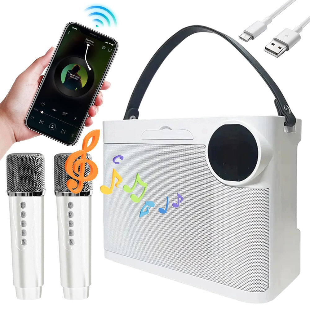 Karaoke 10W Bluetooth Speaker With 2 Microphones And 5 LED Sound Effects
