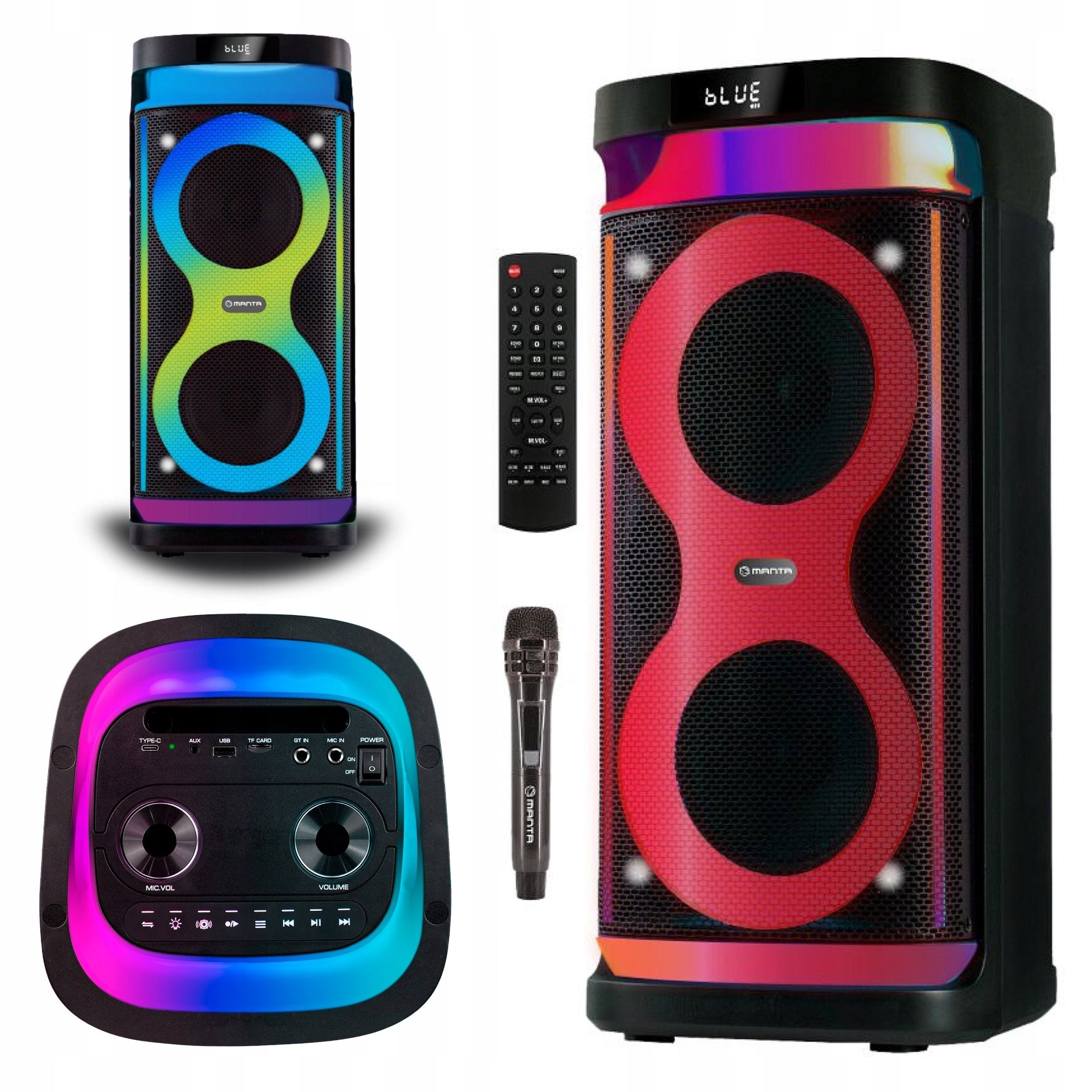 Karaoke Bluetooth Speaker Portable Power Audio Manta ARGOS Microphone 100W