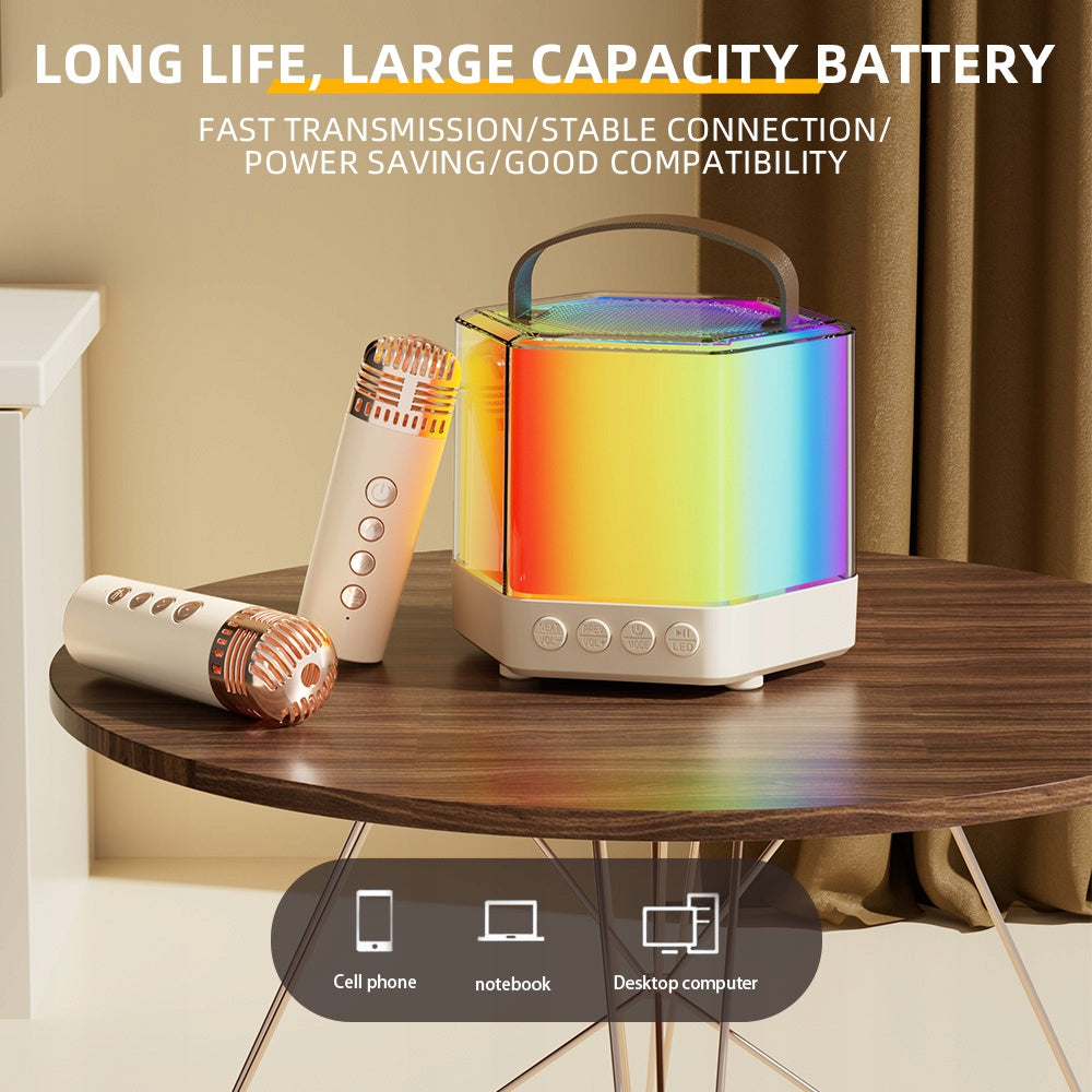 Karaoke Machine Mini Wireless Microphone and Speaker with 2HZ Microphone