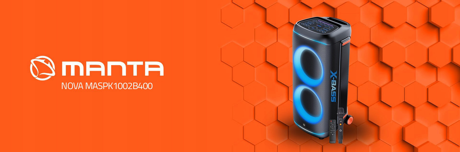 Karaoke Power Audio Manta NOVA speaker with powerbank microphone 400W X-Bass Packaging status original