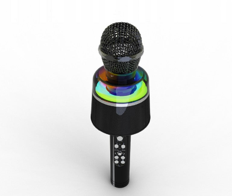Karaoke Wireless Bluetooth Microphone with LED Speaker Echo USB SD AUX Manufacturer code MICBT-01-BK