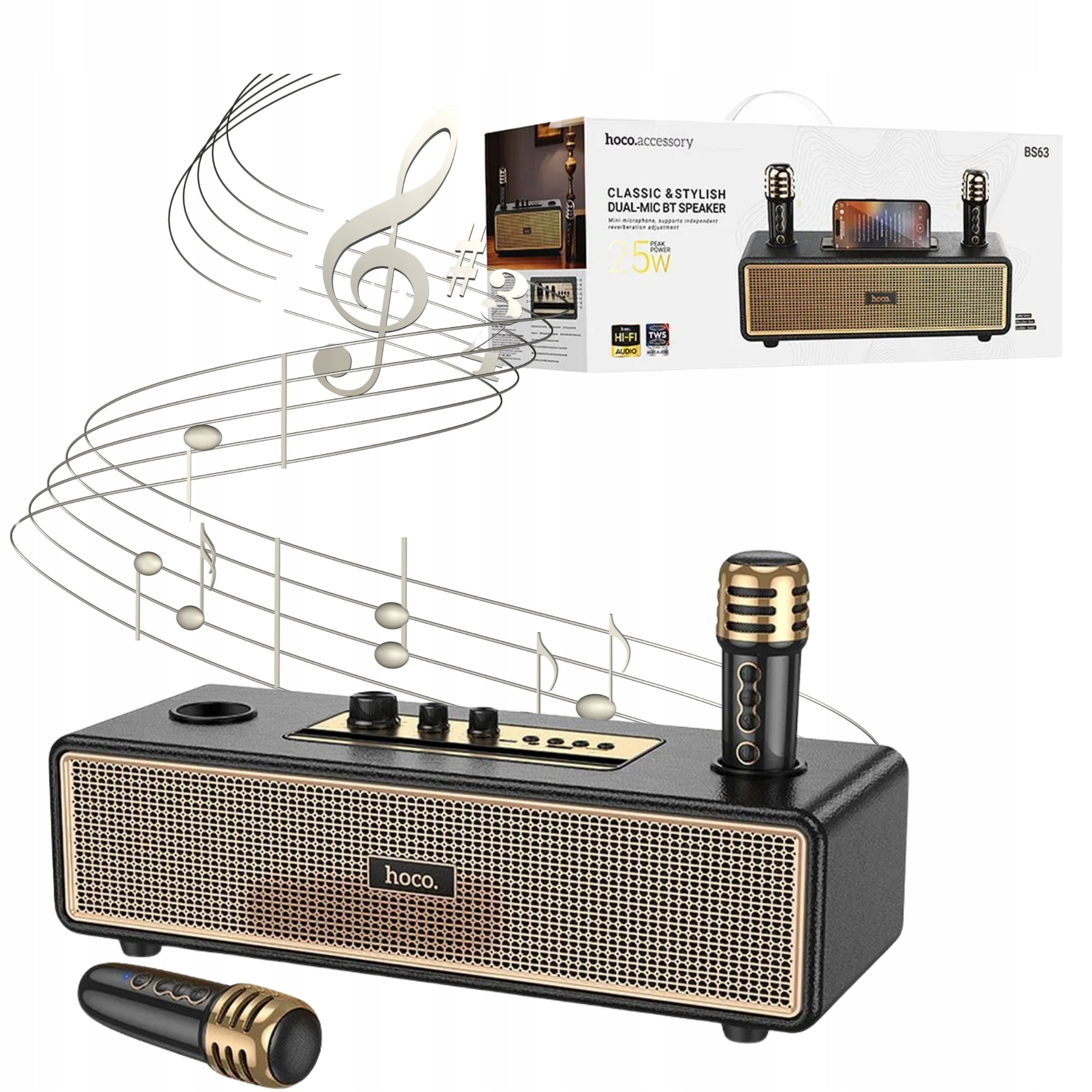 Karaoke set for children and adults 2 Bluetooth microphones 25W 6h Hoco