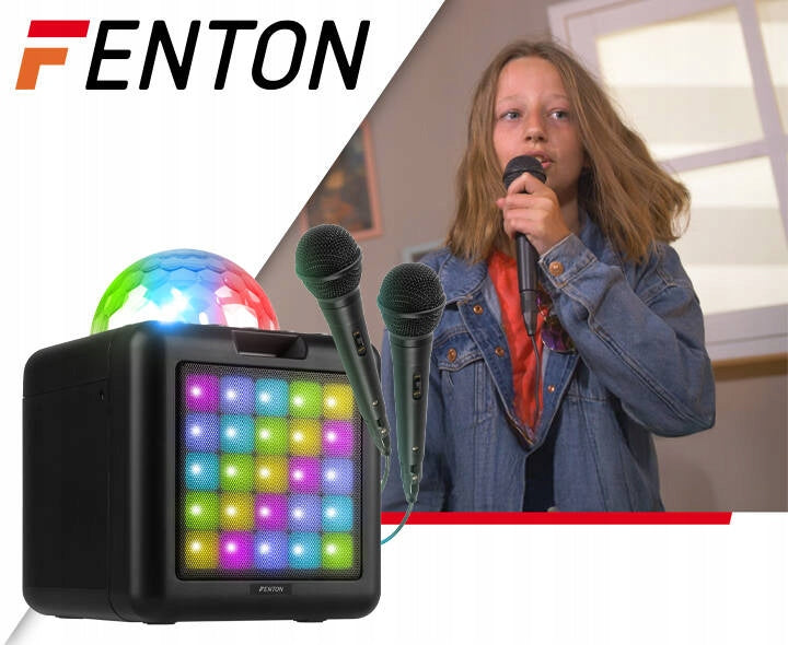Karaoke with LED hemisphere 15W bluetooth speaker 2 microphones Fenton black Brand Fenton