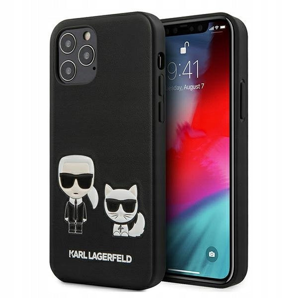 Karl Lagerfeld und Choupette PU-Lederhülle für iPhone 13 Pro, Schwarz 