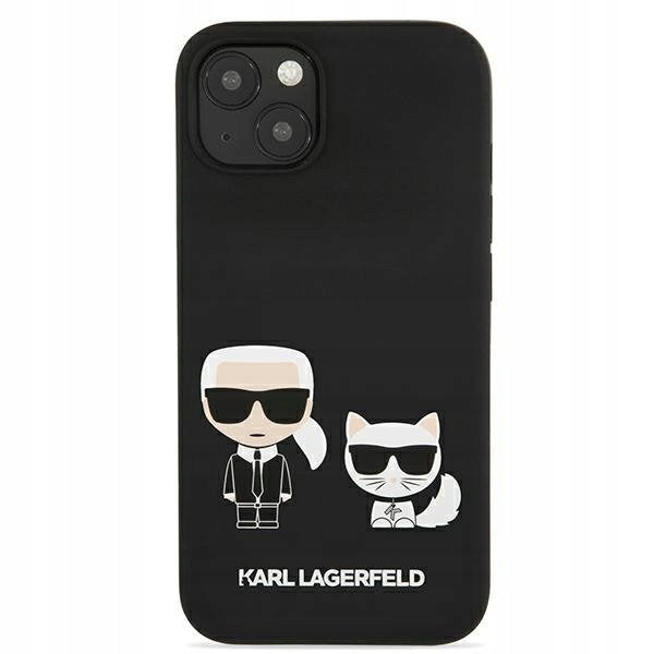 Karl Lagerfeld and Choupette Liquid Silicone Case, skirtas iPhone 13 Pro Max, juodas