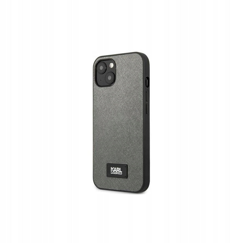 Karl Lagerfeld iPhone 13 KLHCP13MSFMP2DG silbernes Saffiano-Logo 