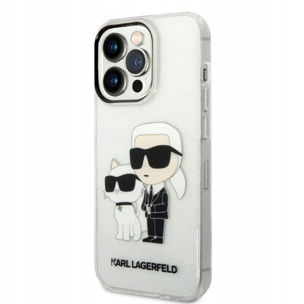 Karl Lagerfeld IML Glitter Karl und Choupette NFT iPhone 14 Pro Max Transparent 