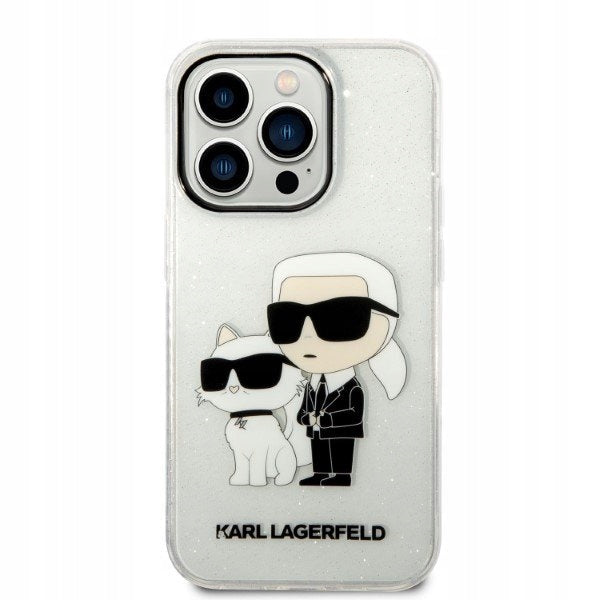 Karl Lagerfeld IML Glitter Karl and Choupette NFT iPhone 14 Pro Max Transparent